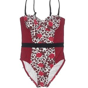 Loft red floral one piece
